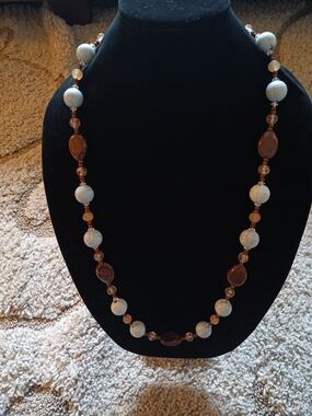 Elegant Brown and Baby Blue Beaded Women's Necklace